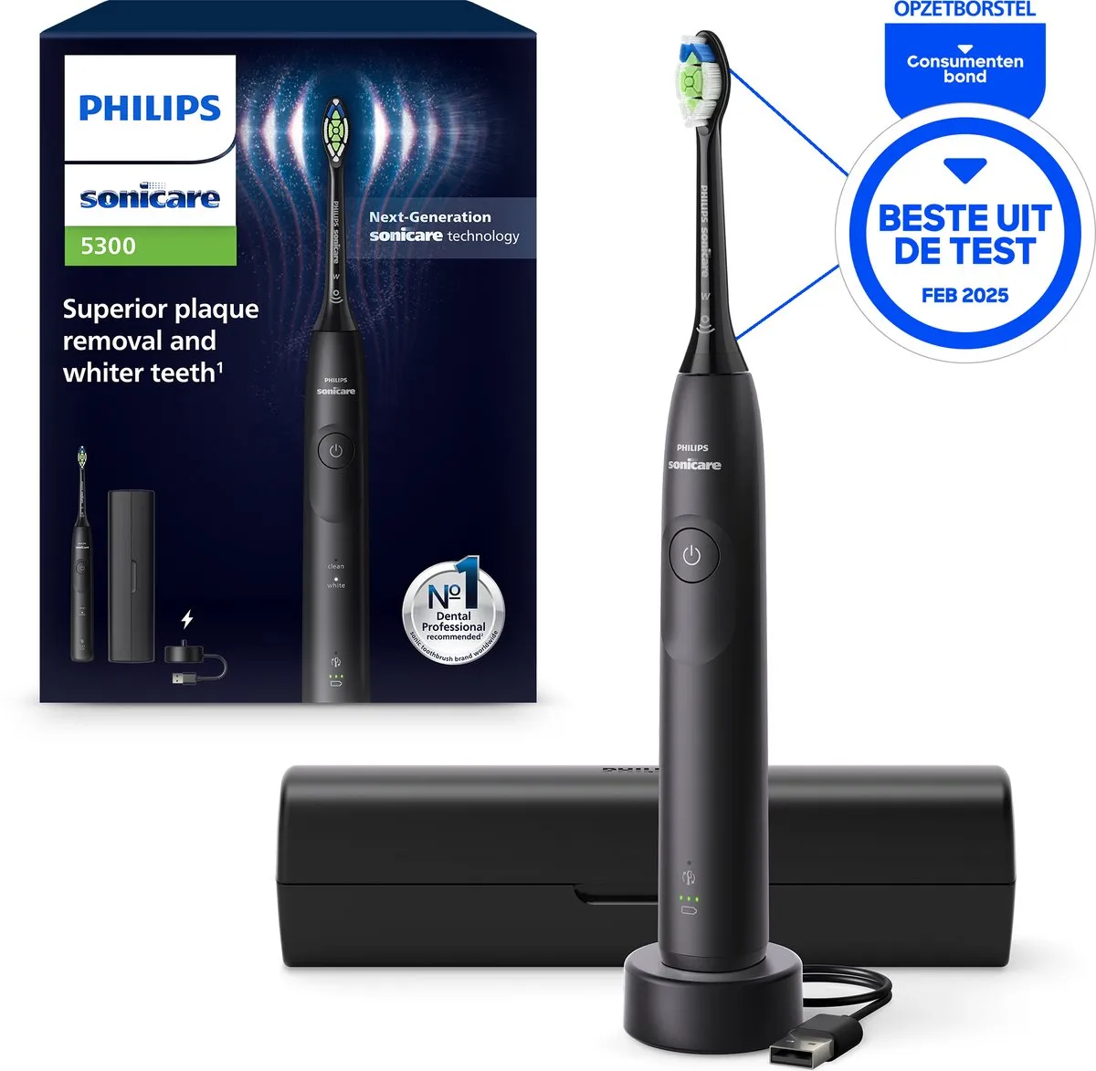 Philips Sonicare 5300 HX7101/02 Elektrische Tandenborstel - Zwart
