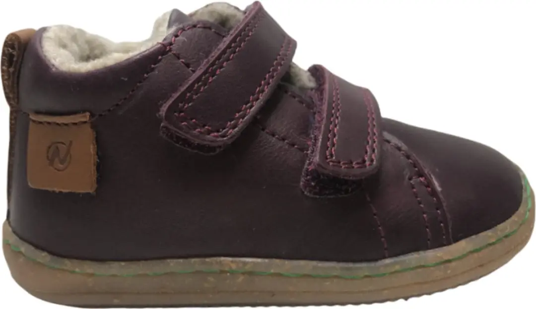 Naturino velcro's warme effen lederen sneakers Vento Bordeau mt 20