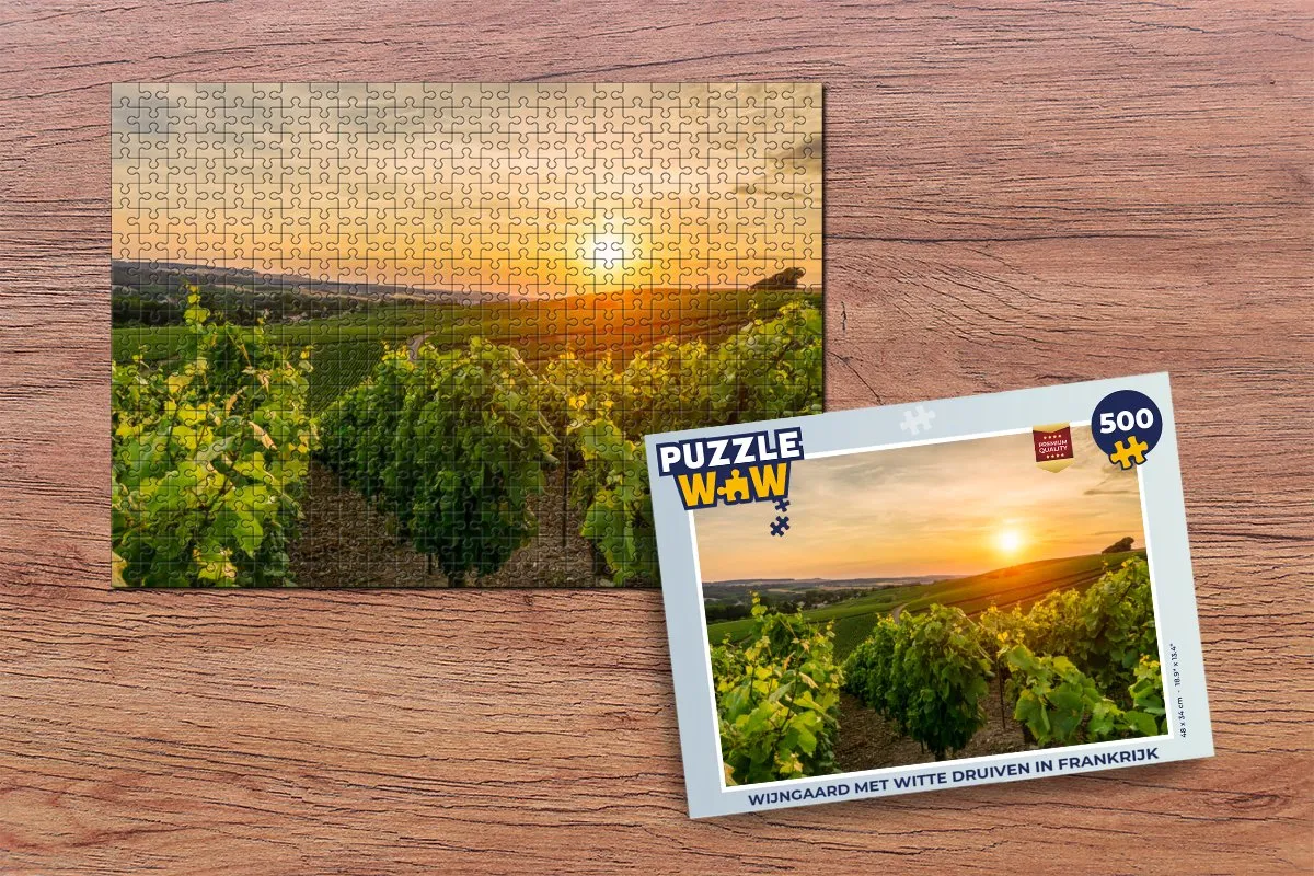 PuzzleWow Wijngaard met Witte Druiven Frankrijk Legpuzzel 500 Stuks - Multicolor