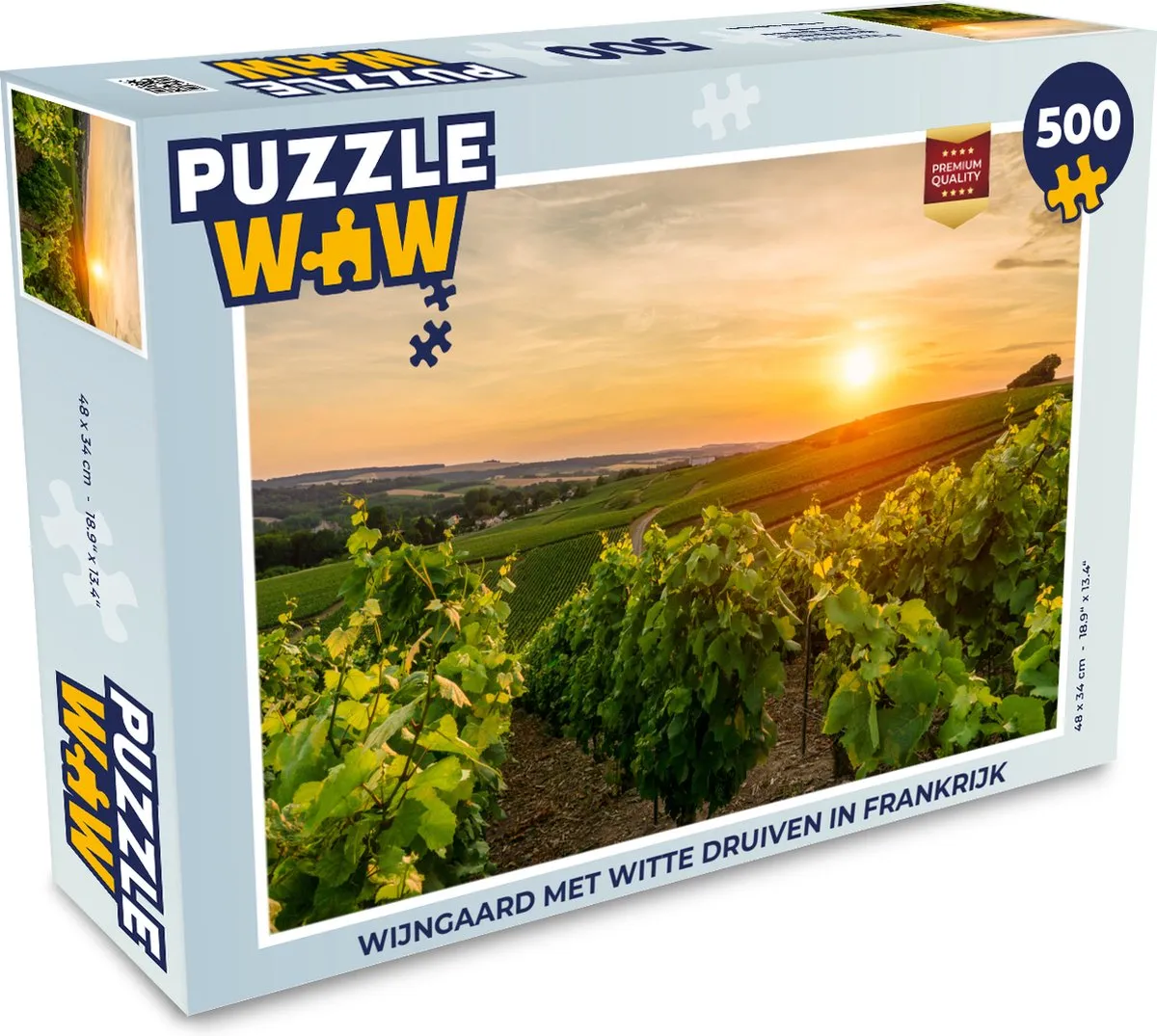 PuzzleWow Wijngaard met Witte Druiven Frankrijk Legpuzzel 500 Stuks - Multicolor