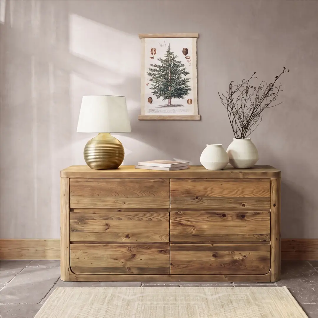 Loberon Miravona Tafellamp - 25W - Ø40cm - Antiekmessing/Crème
