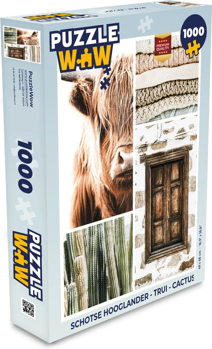 PuzzleWow Schotse Hooglander Legpuzzel 1000 Stuks - Multicolor