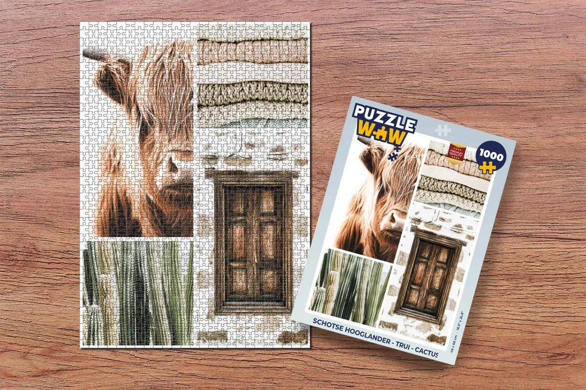 PuzzleWow Schotse Hooglander Legpuzzel 1000 Stuks - Multicolor