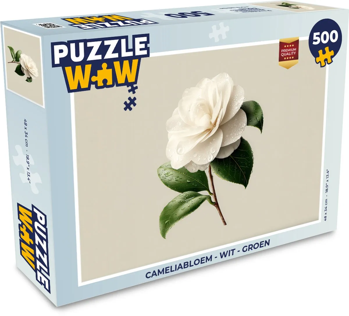 PuzzleWow Cameliabloem Legpuzzel 500 Stuks - Wit/ Groen