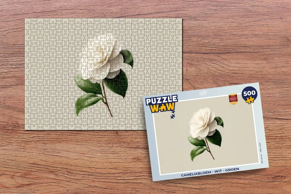 PuzzleWow Cameliabloem Legpuzzel 500 Stuks - Wit/ Groen
