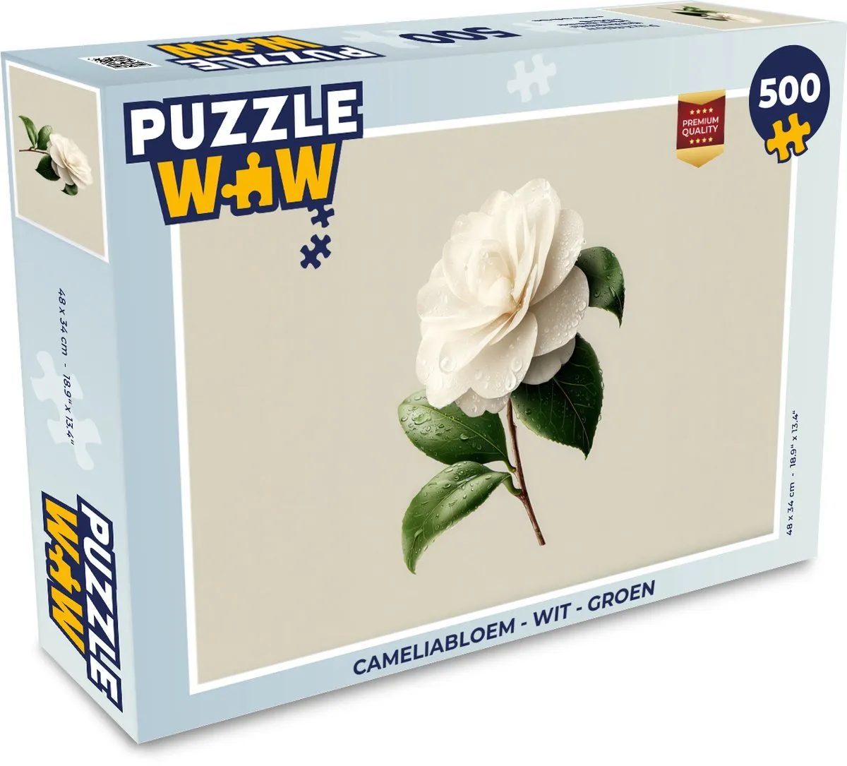 PuzzleWow Cameliabloem Legpuzzel 500 Stuks - Wit/ Groen