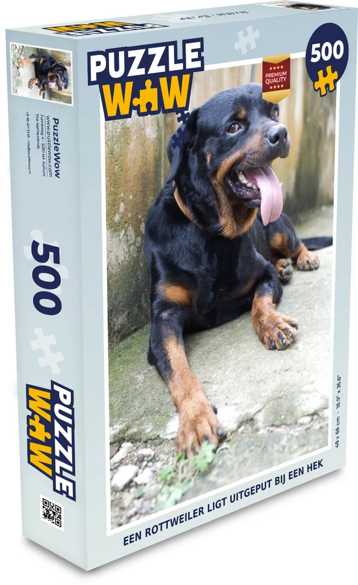 PuzzleWow Legpuzzel Rottweiler 500 Stuks - Multicolor