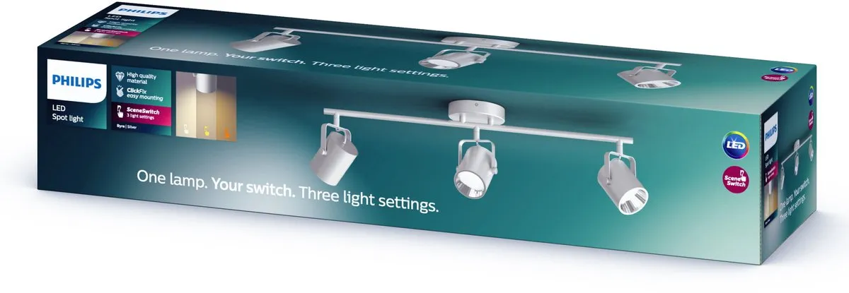 Philips BYRE Opbouwspot 3x LED 4.3W - Zilver