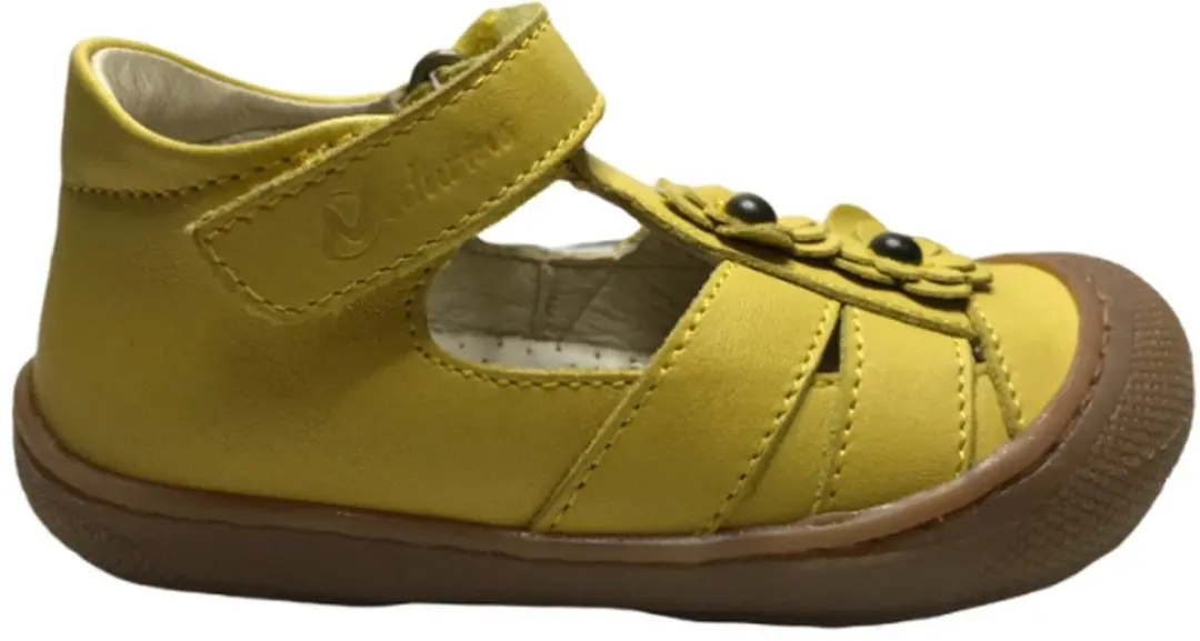 Naturino mt 25 velcro 2 bloemen bumper gesloten sandalen Maggy geel