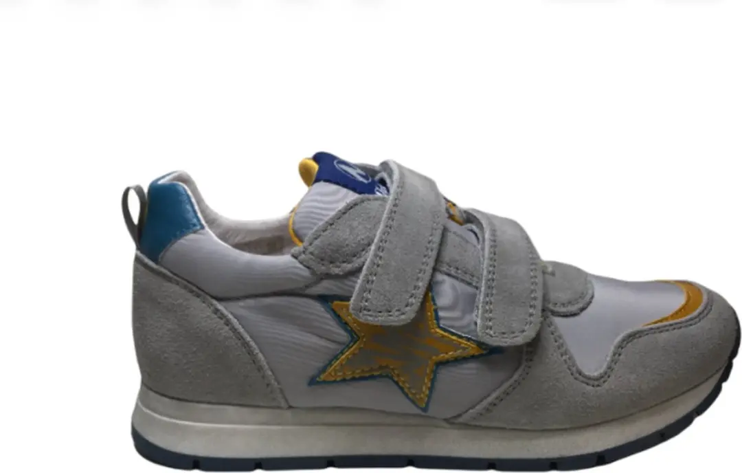 Naturino Mt 32 velcro's gele ster lederen sportieve sneakers Pat Grijs