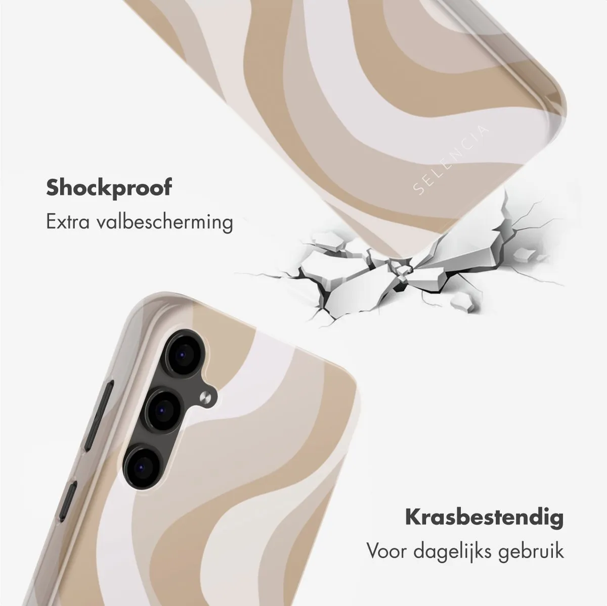 Selencia Hoesje Samsung Galaxy S24 FE Desert Waves Beige