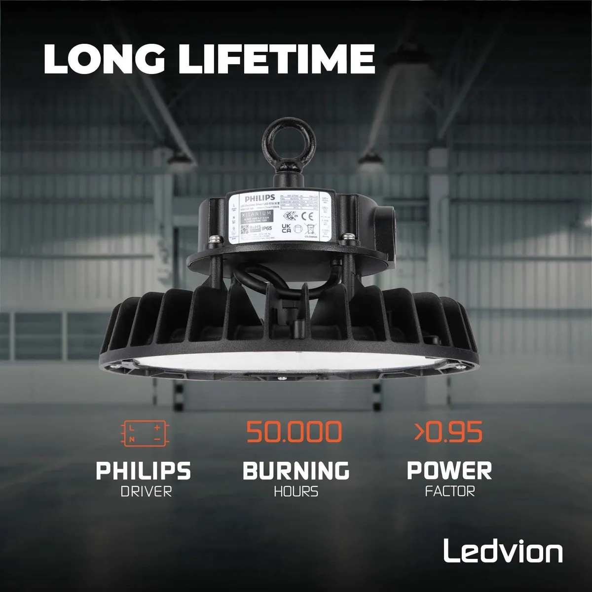 Ledvion LED High Bay 150W - 26.500Lm - 6500K - IP65 - Zwart