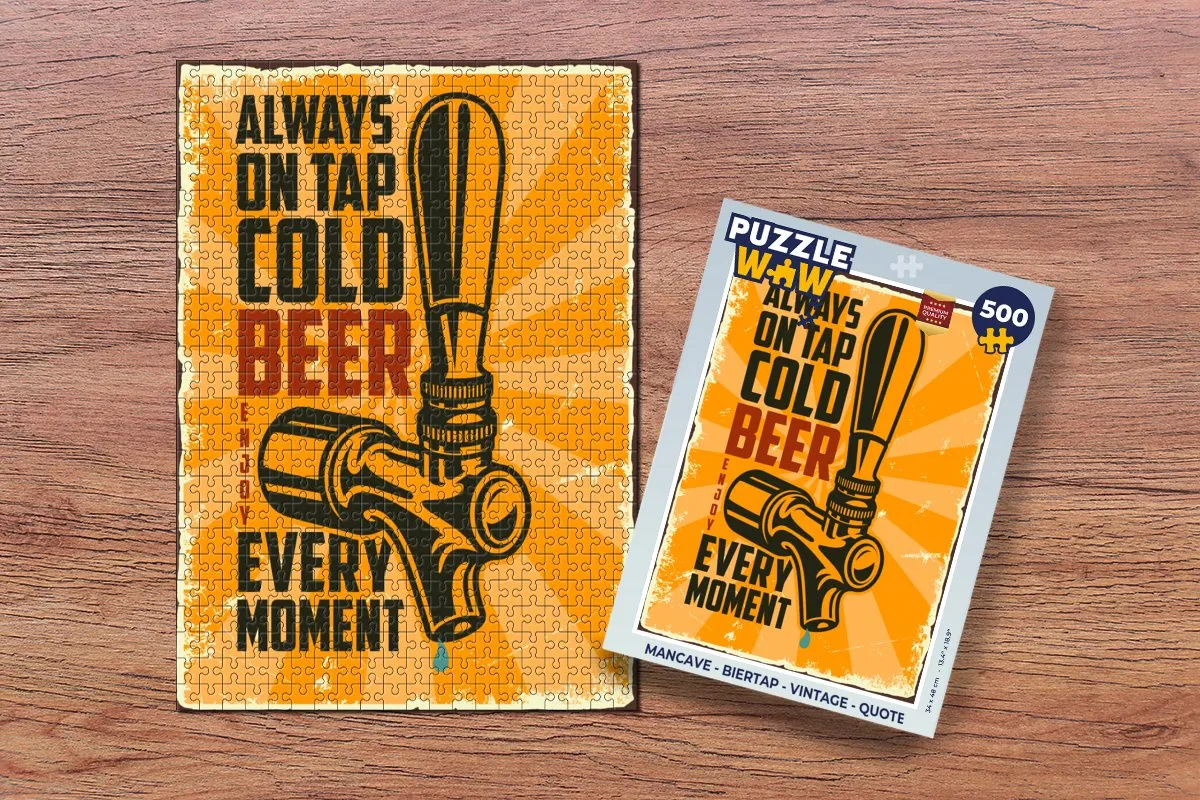 PuzzleWow Mancave Biertap Legpuzzel 500 Stuks - Multicolor