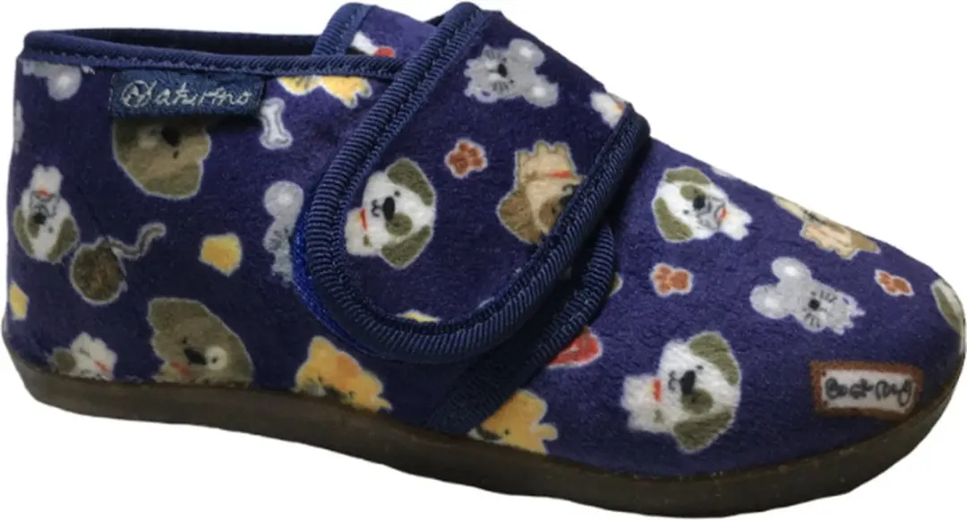 Naturino velcro huisdieren velvet pantoffel blauw mt 30