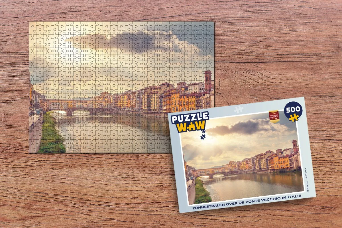 PuzzleWow Legpuzzel Zonnestralen Ponte Vecchio 500 Stuks - Multicolor