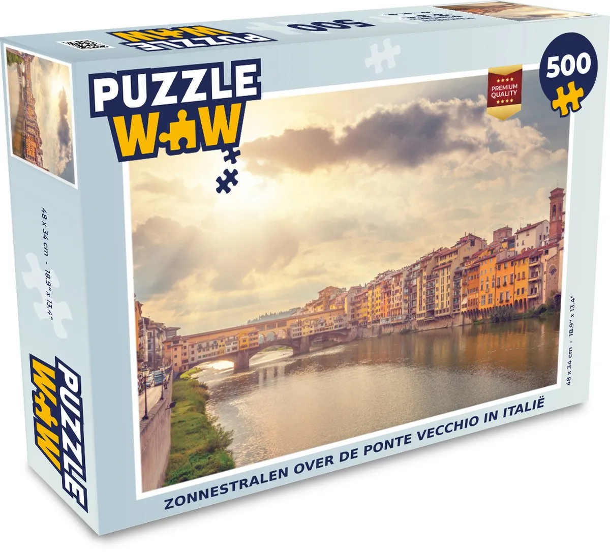 PuzzleWow Legpuzzel Zonnestralen Ponte Vecchio 500 Stuks - Multicolor