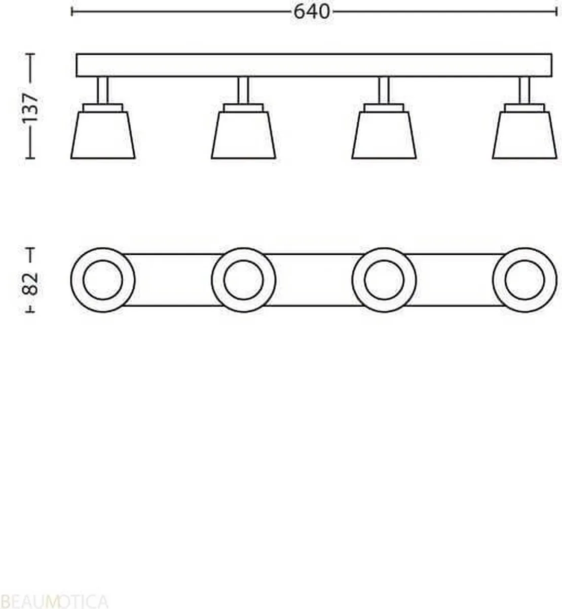 Philips LED Dender Bar 4x4W - Mat chroom & geelkoper