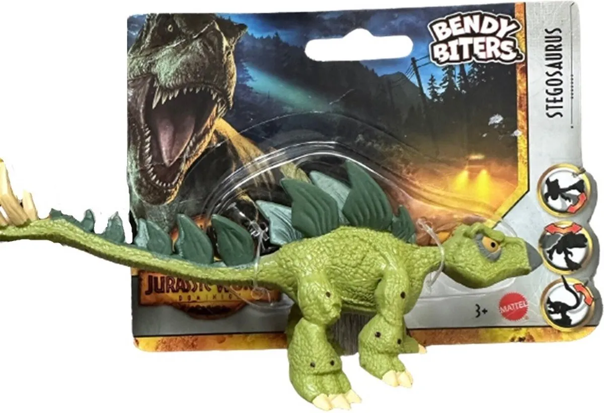 Jurassic World Bendy Biters Stegosaurus 8cm - Groen