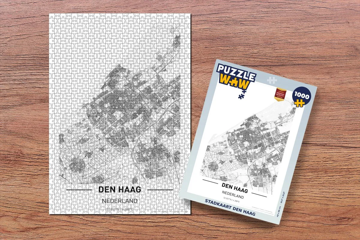 PuzzleWow Stadkaart Den Haag Legpuzzel 1000 Stuks - Multicolor