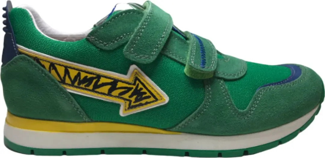 Naturino Mt 21 velcro's lederen sportieve sneakers Crunch Groen geel