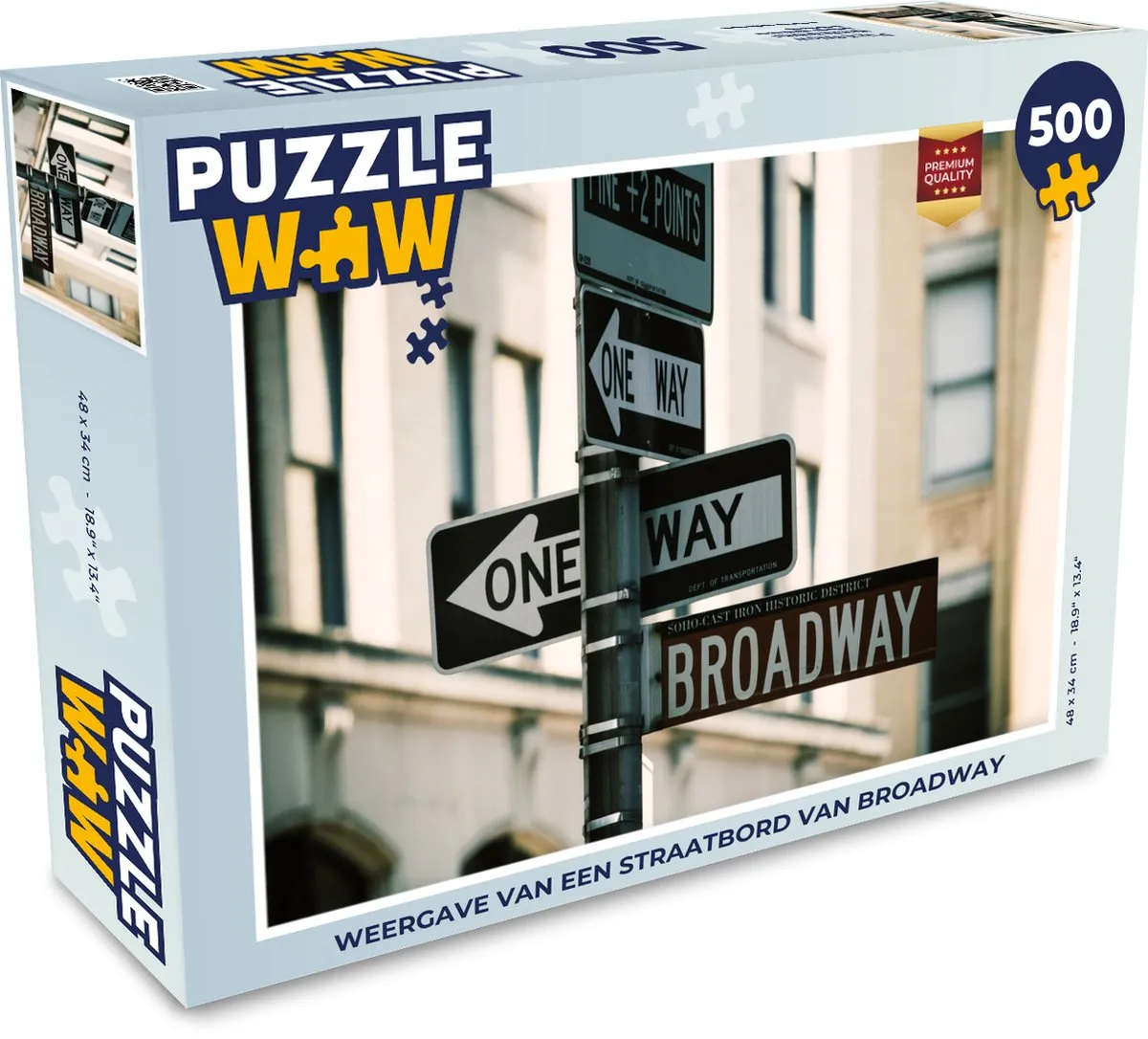 PuzzleWow Manhattan Broadway Legpuzzel 500 Stuks - Multicolor