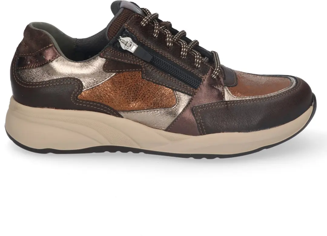 Durea 6295 Sneaker - Donkerbruin/Champagne - Wijdte K