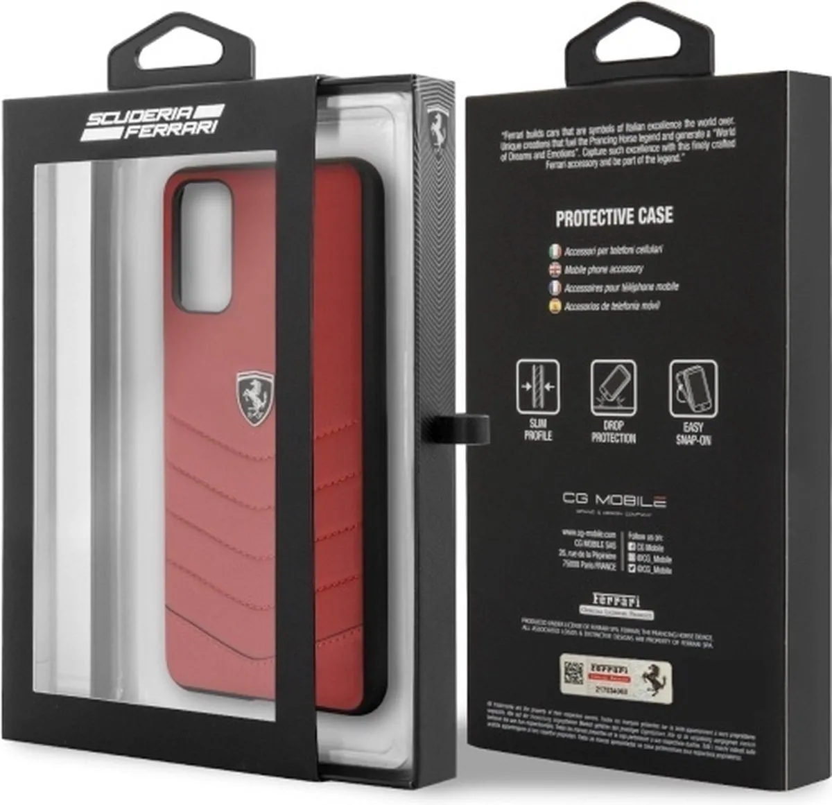 Ferrari Heritage Leather Back Case Rood - Samsung Galaxy S20