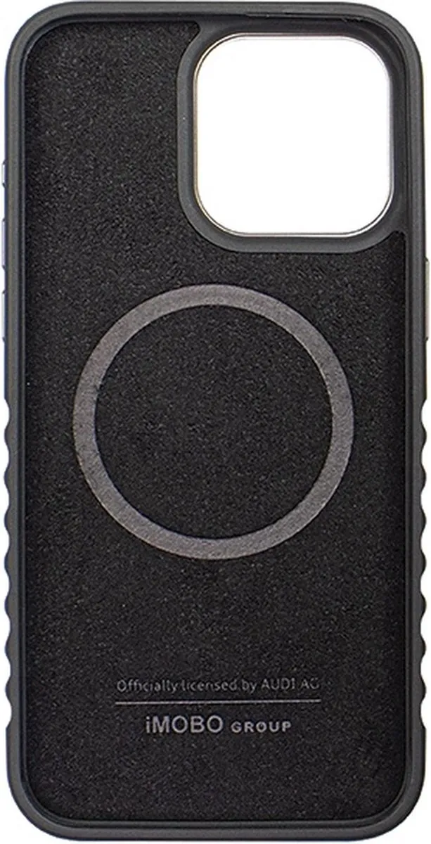 Audi Genuine Leather MagSafe iPhone 15 Pro Max Hoesje - Zwart-Rood