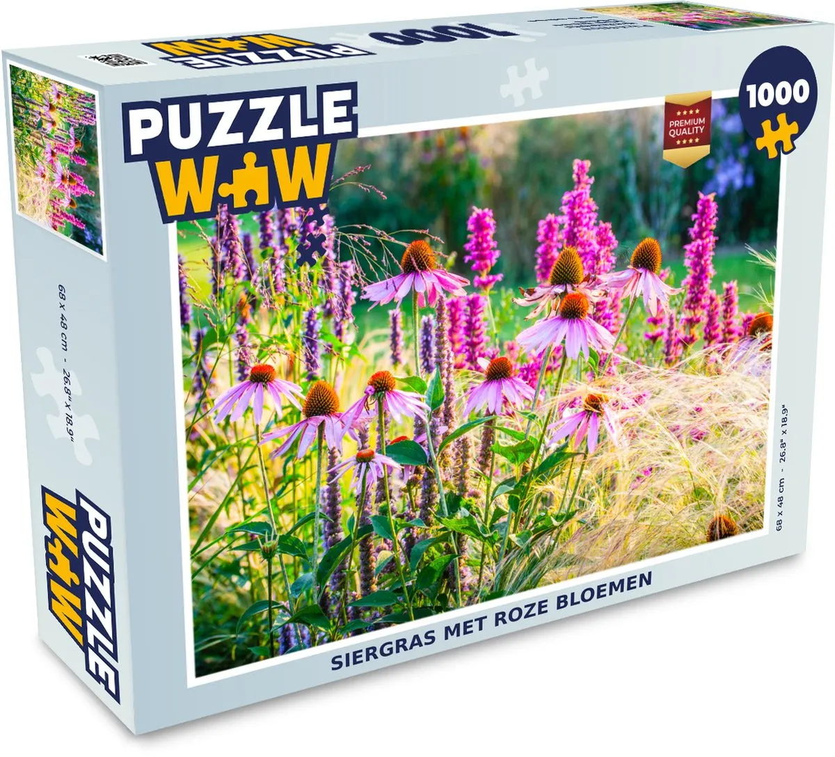 PuzzleWow Legpuzzel Siergras Roze Bloemen 1000 Stuks - Multicolor
