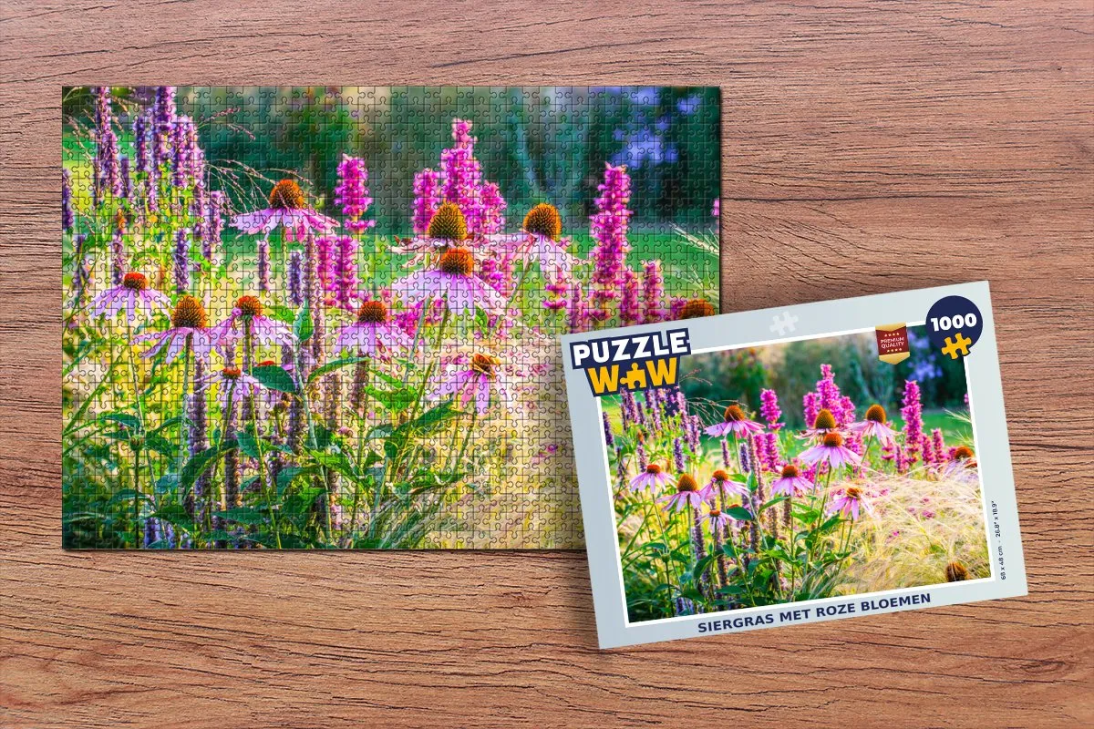 PuzzleWow Legpuzzel Siergras Roze Bloemen 1000 Stuks - Multicolor