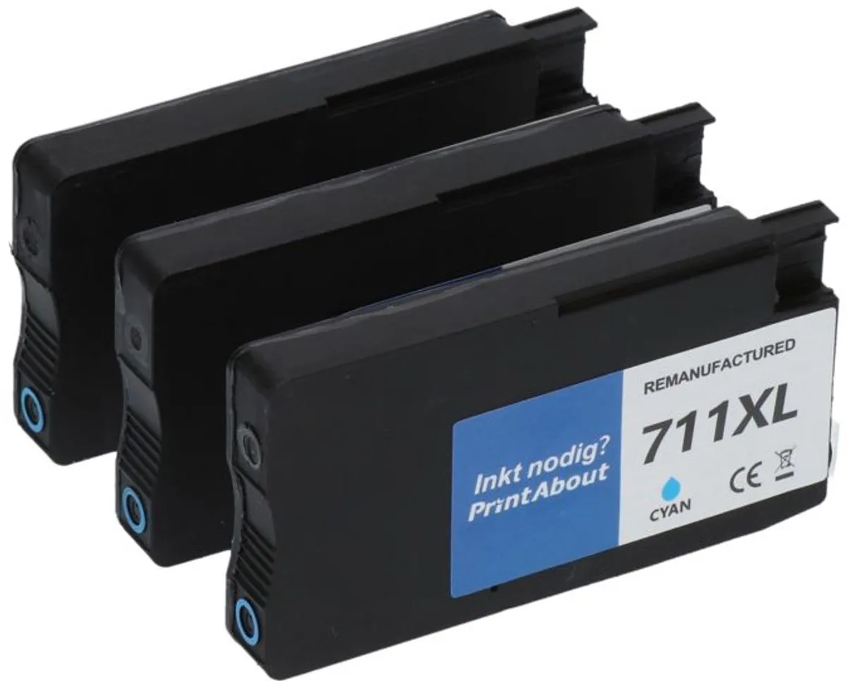 PrintAbout HP 711 CZ134A Cyaan Inktcartridge - 3 Stuks