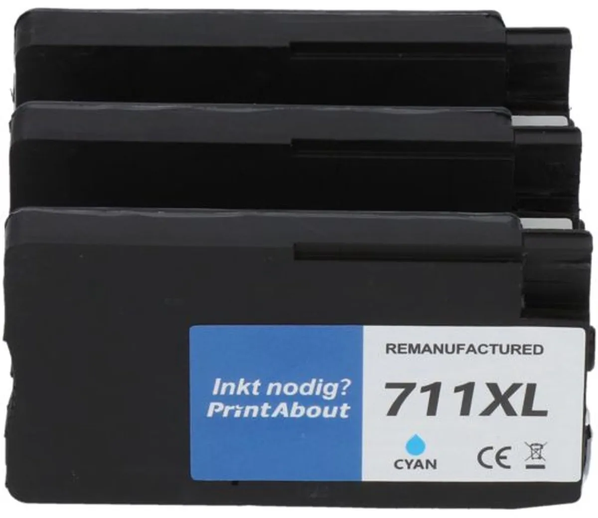 PrintAbout HP 711 CZ134A Cyaan Inktcartridge - 3 Stuks
