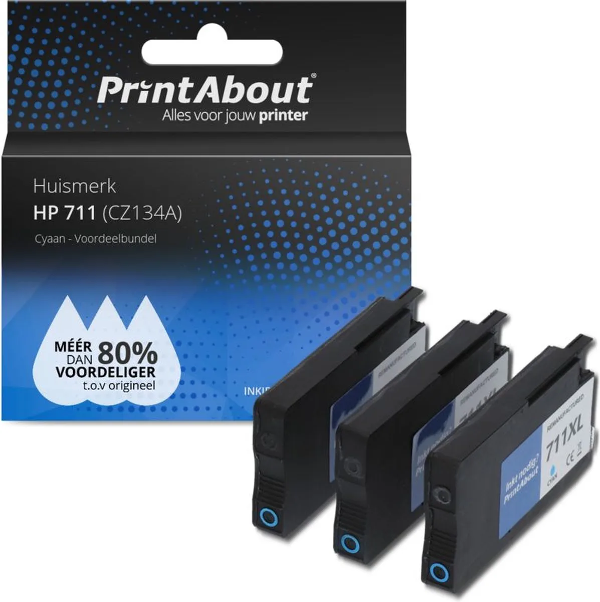 PrintAbout HP 711 CZ134A Cyaan Inktcartridge