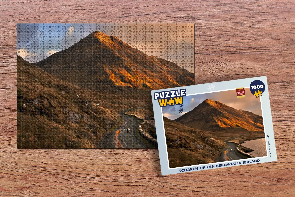 PuzzleWow Legpuzzel Schapen op een bergweg Ierland 1000 Stuks - Multicolor