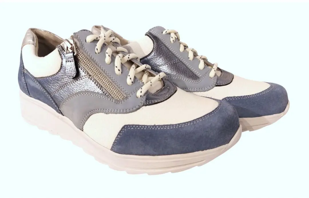 Dames Veterschoenen Durea 6279-685-1490 Savoia/wit/matzi Jeansblauw