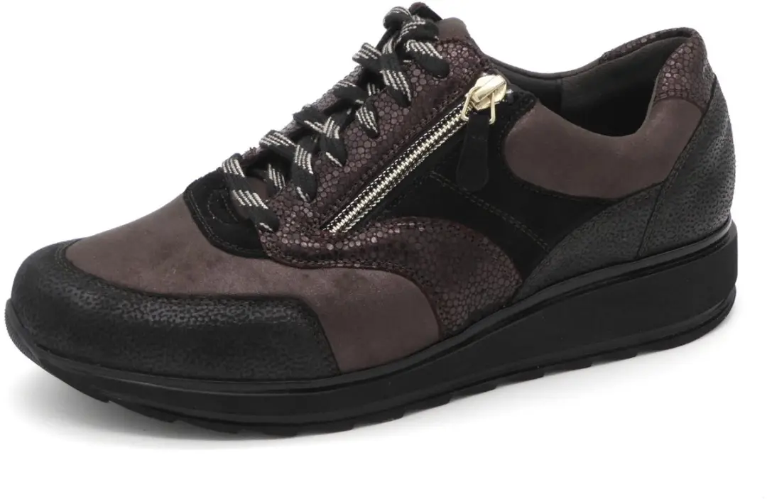 Durea Dames Sneaker 6279-688-2352 - Zwart/Bruin - Maat 40