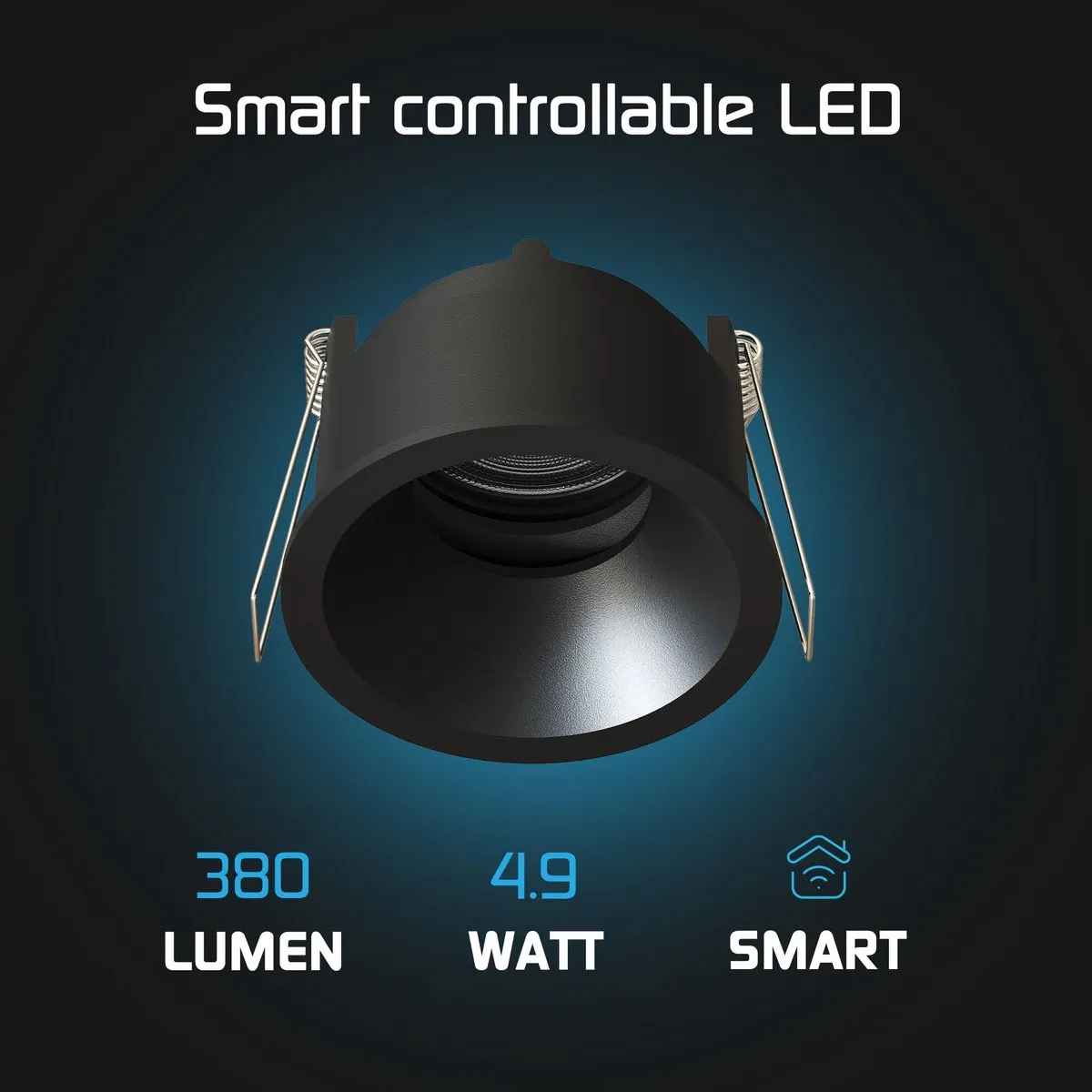 LEDVION 6x Smart LED Inbouwspot ø81mm RGBW GU10 - Zwart - afbeelding 6 van 6