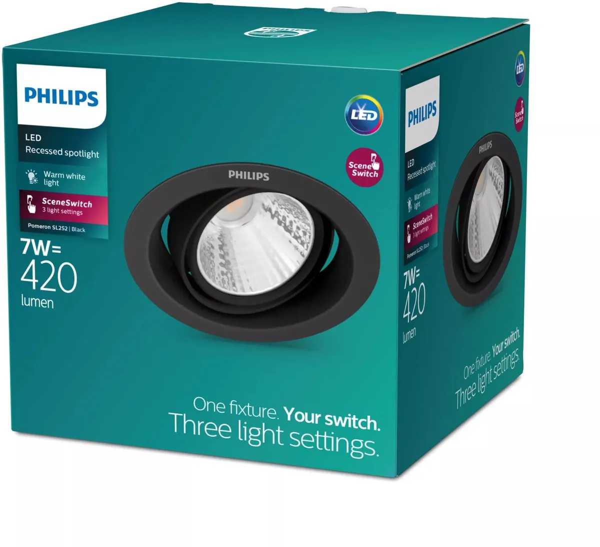 Philips Pomeron Inbouwspot 5W - 3 Stuks - Zwart