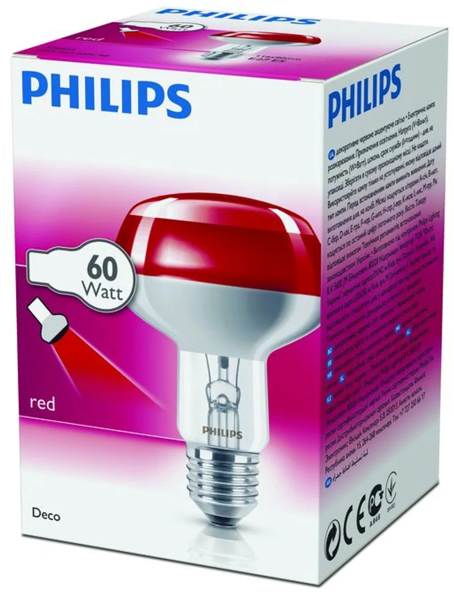 Philips LED Gloeilamp Reflector 60W - Rood