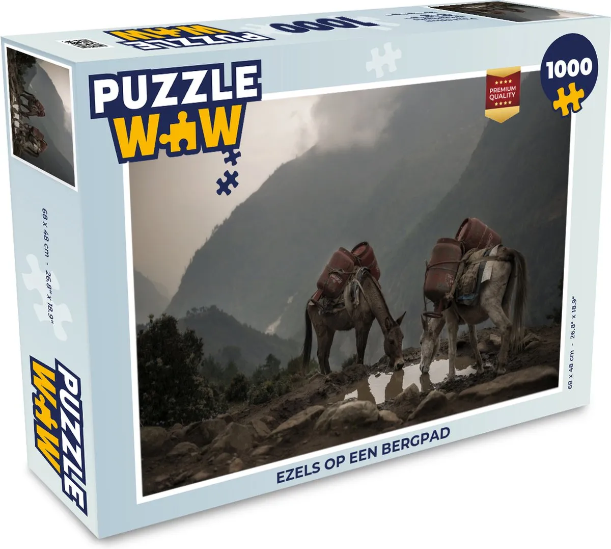 PuzzleWow Ezels op een Bergpad Legpuzzel 1000 Stuks - Multicolor