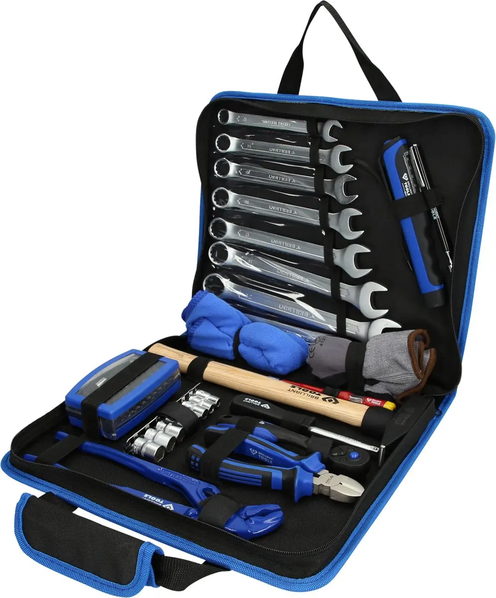 Brilliant Tools 64-delige Gereedschapsset - Leren tas - Staal