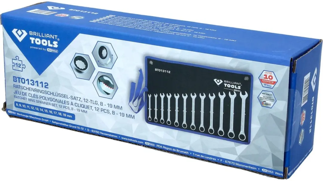 Brilliant Tools BT013112 Ringsleutel met ratelset - 8-53mm