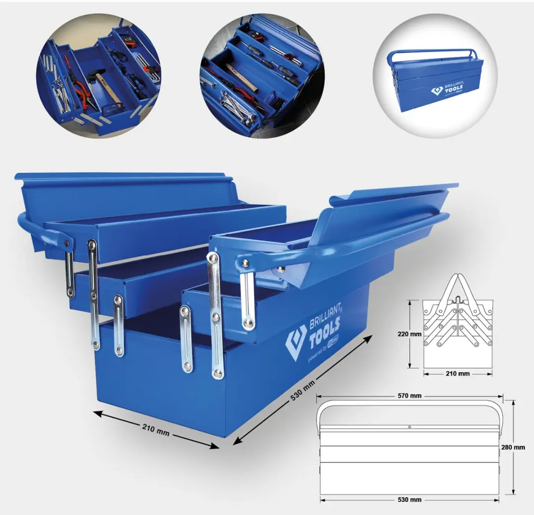 Brilliant Tools BT150800 Inklapbare Gereedschapskoffer - Blauw