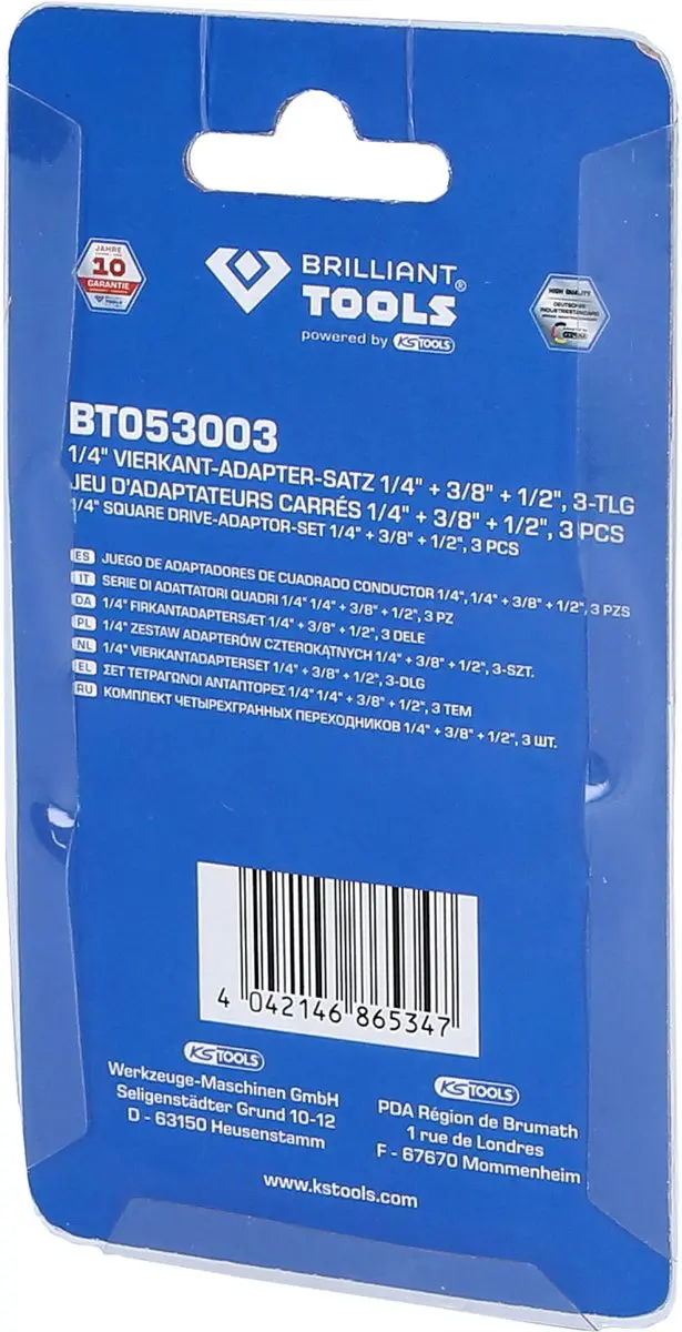 Brilliant Tools BT053003 Dopsleuteladapter - 1/4" 3/8" 1/2" - 1 Stuk