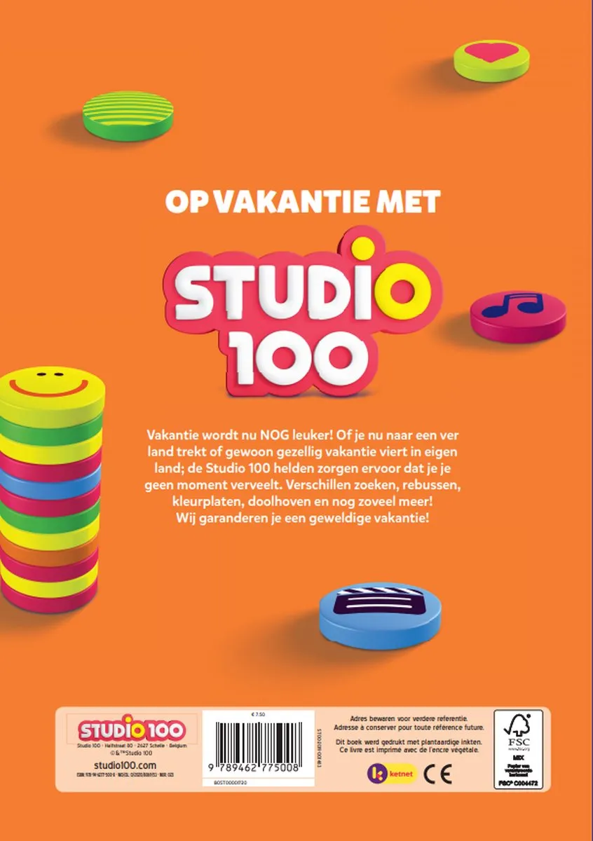 Studio 100 Op vakantie met vakantieboek - 112 Pagina's - Kleurenmix