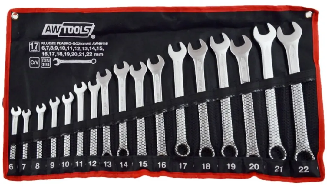 AWTOOLS Ringsleutelset 17-delig CrV-staal