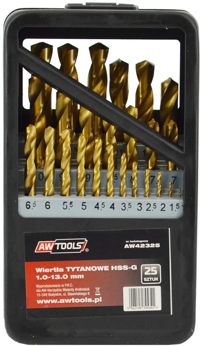 AWTools HSS-G Titaan Boorset 25 Stuks 1.0-13.0mm