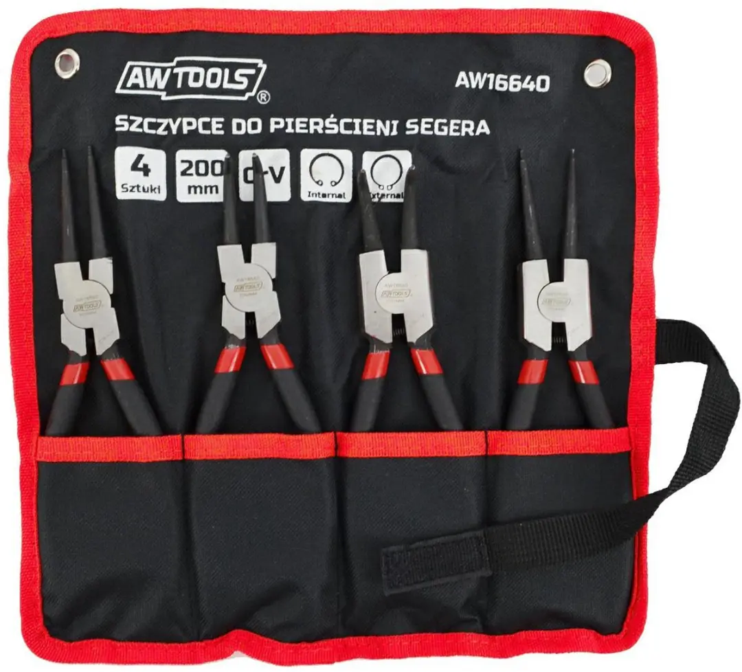 AWTOOLS AW16640 Segeringsset 200mm - 4-delig - Zwart/Rood