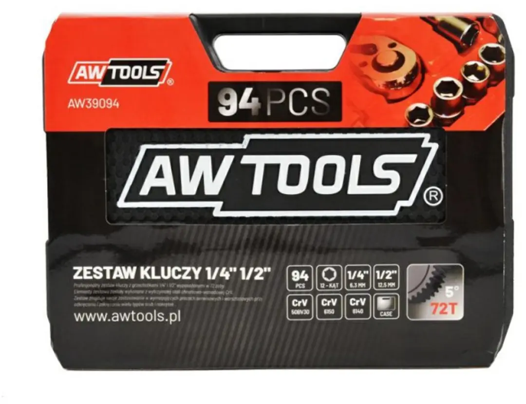 AWTOOLS Serie Dopsleutelset 94-delig - CrV Staal - 1/4" & 1/2"