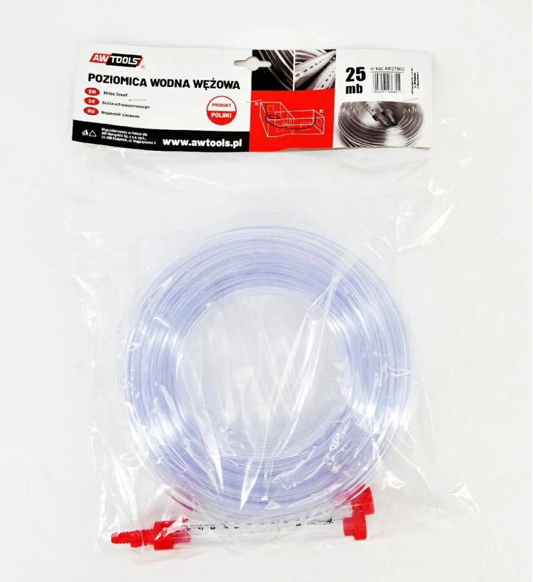 AWTOOLS Slangwaterpas AW27802 - 25m - Transparant